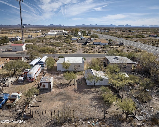 drone / aerial view featuring a mountain view