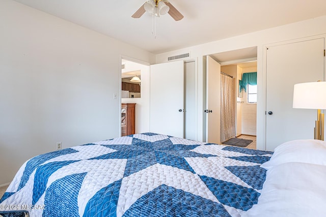 bedroom featuring ceiling fan