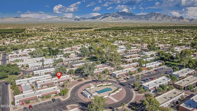 drone / aerial view with a mountain view