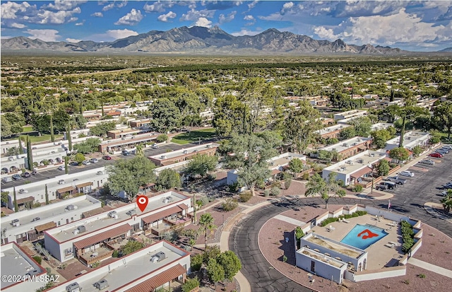 aerial view with a mountain view