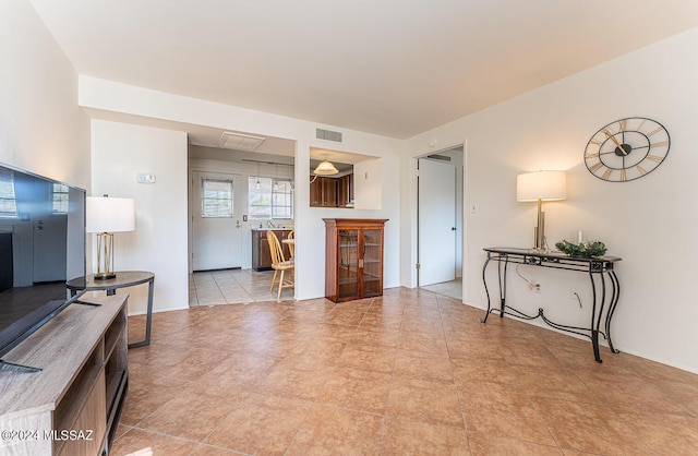 view of tiled living room