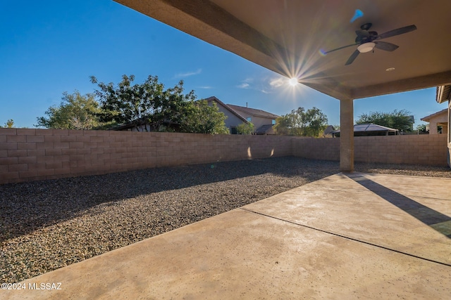 view of patio / terrace featuring ceiling fan