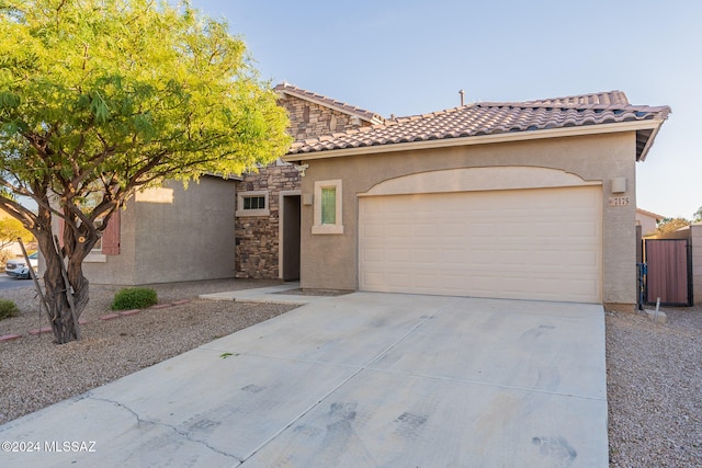 view of front of house with a garage