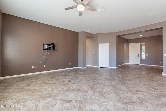 spare room featuring ceiling fan