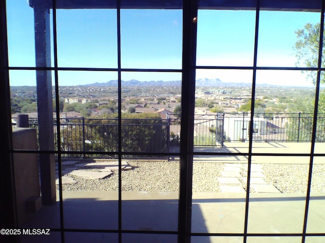 interior space featuring a mountain view