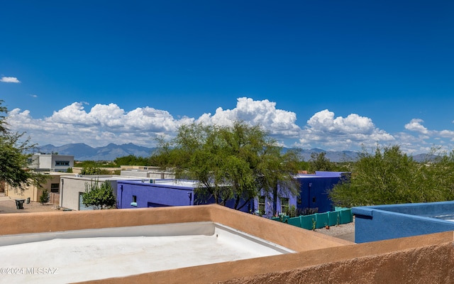 exterior space featuring a mountain view