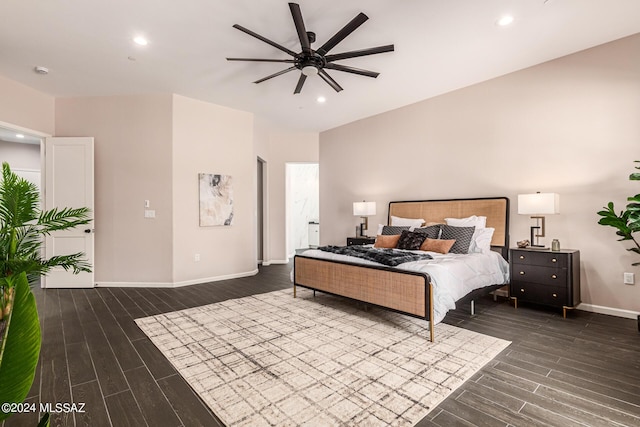 2102 N Corte El Rancho Merlita, Tucson, AZ 85715 - bedroom with dark wood finished floors, recessed lighting, baseboards, and a ceiling fan