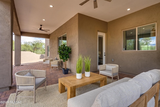 2102 N Corte El Rancho Merlita, Tucson, AZ 85715 - view of patio with ceiling fan and an outdoor living space