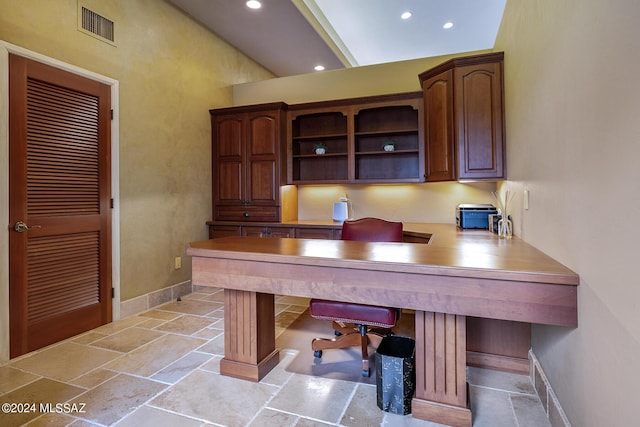 home office featuring built in desk