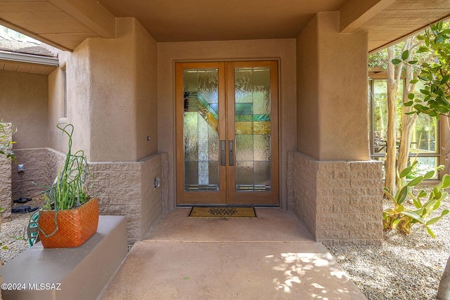 property entrance with french doors