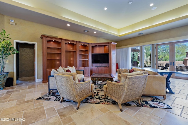 living room with french doors