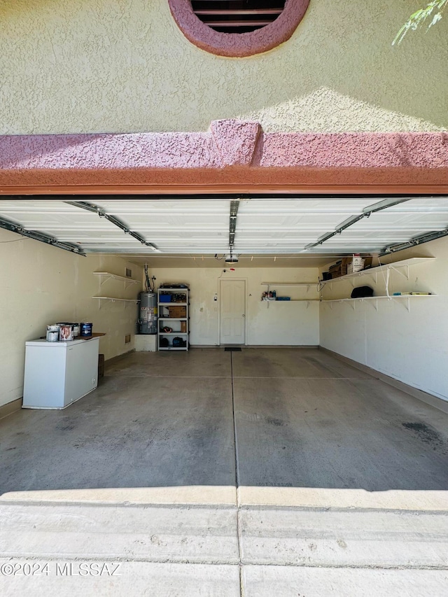 garage with gas water heater