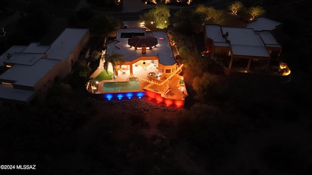 view of aerial view at night