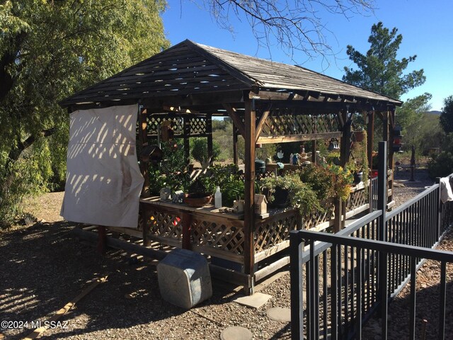 exterior space featuring a gazebo