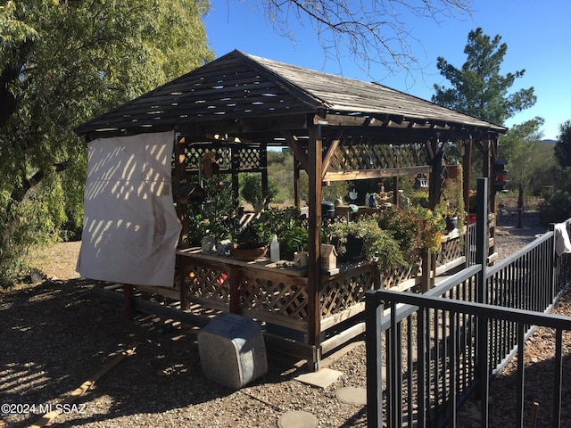 exterior space with a gazebo