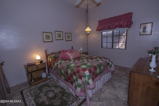 bedroom featuring ceiling fan