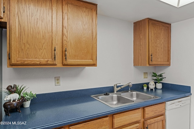 kitchen featuring white dishwasher and sink