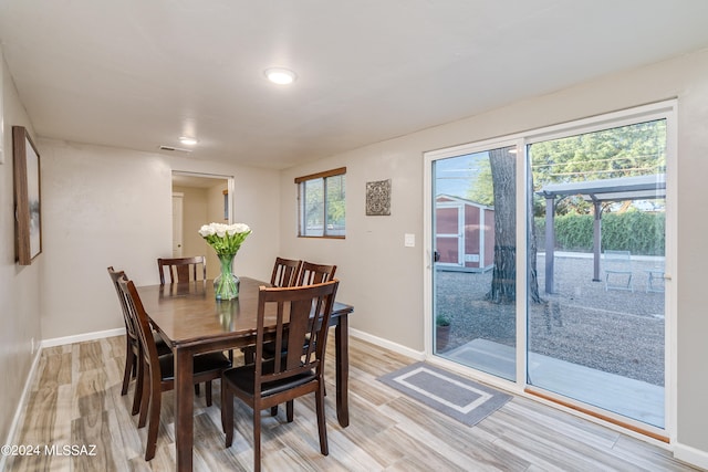 dining room with light hardwood / wood-style floors