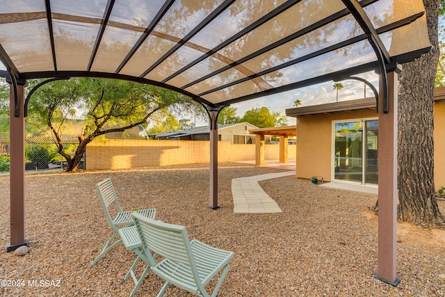 view of yard with a pergola and a patio area