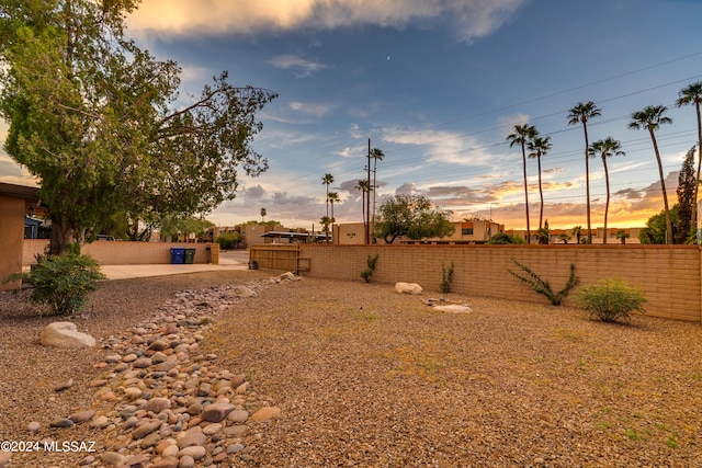 view of yard at dusk