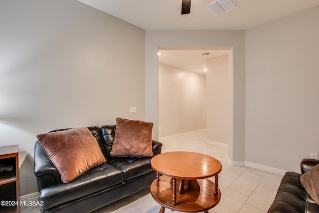 view of tiled living room