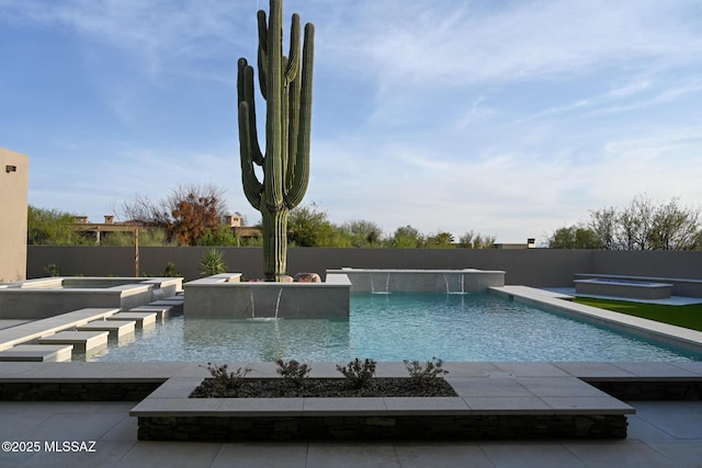 2155 E Desert Garden Dr, Tucson, AZ 85718 - view of pool featuring a patio area, an in ground hot tub, fence, and a fenced in pool