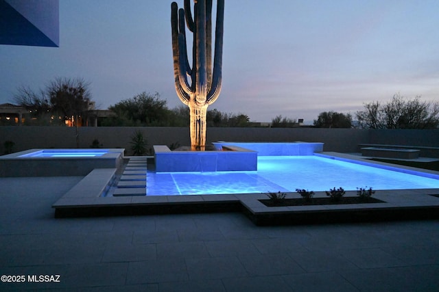 2155 E Desert Garden Dr, Tucson, AZ 85718 - view of swimming pool with a fenced in pool, a fenced backyard, a patio area, and an in ground hot tub