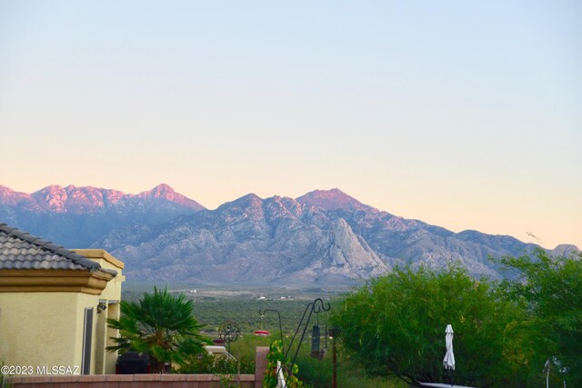 view of patio featuring a mountain view