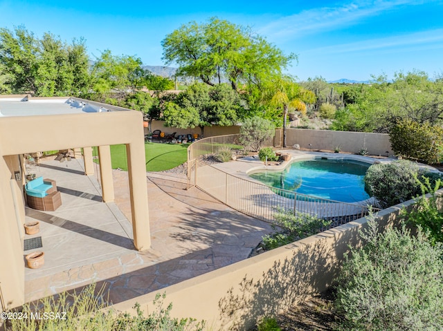 view of swimming pool featuring a patio area