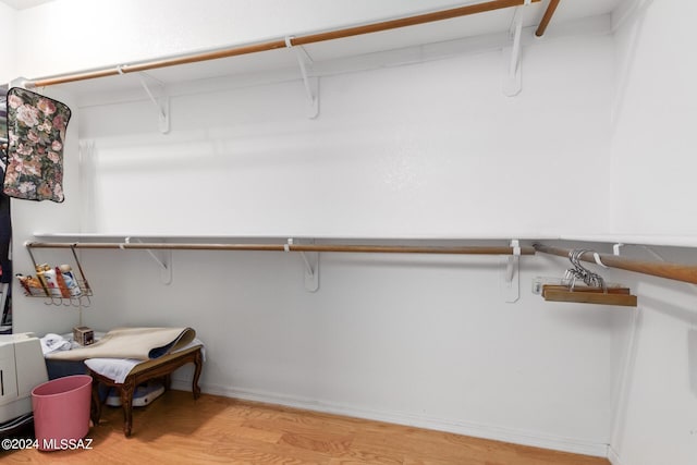 spacious closet featuring light hardwood / wood-style flooring