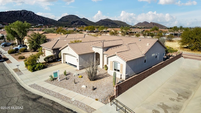 aerial view with a mountain view