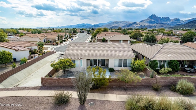 aerial view featuring a mountain view