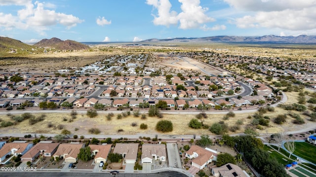 bird's eye view with a mountain view