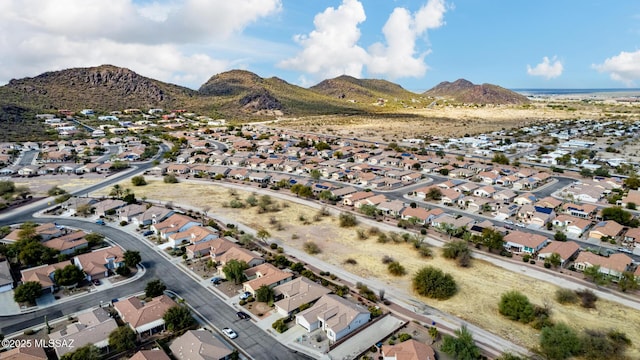 bird's eye view with a mountain view