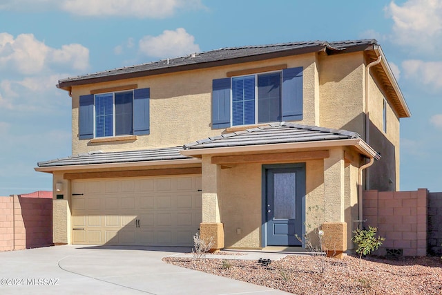 view of front of house with a garage