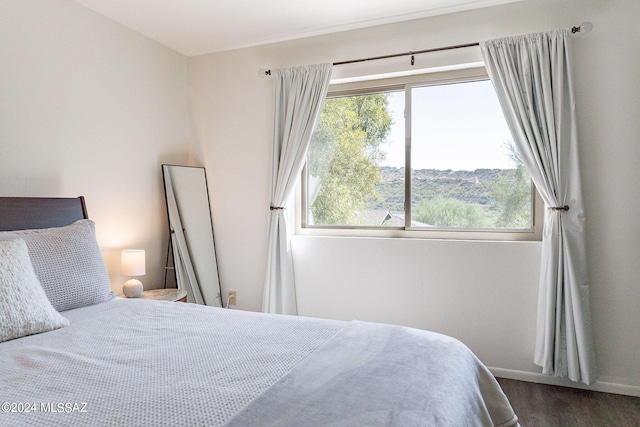 bedroom featuring dark hardwood / wood-style flooring