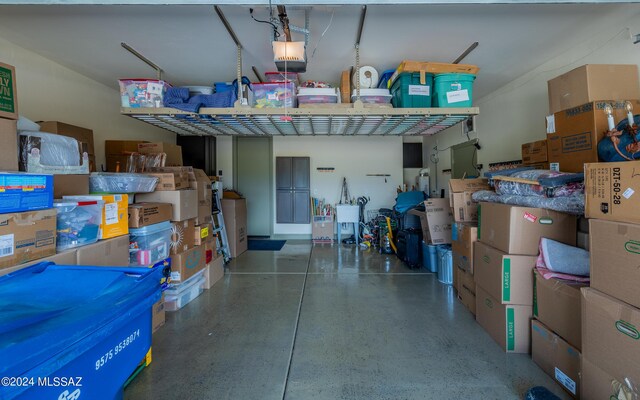 interior space with a garage door opener