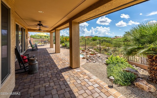 view of patio / terrace with ceiling fan