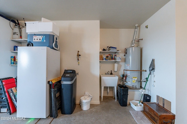 utility room with water heater