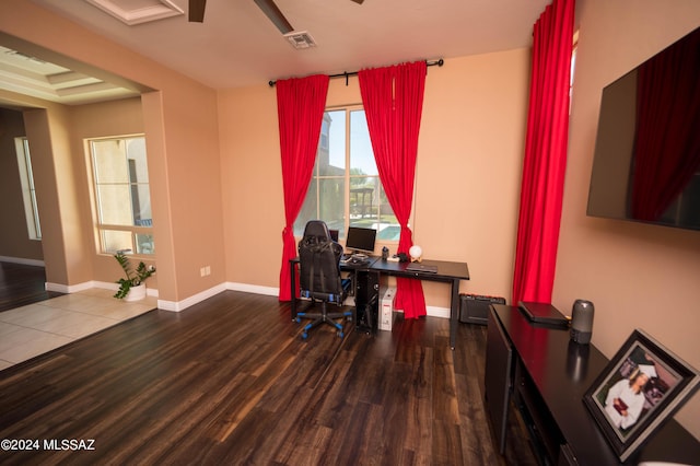 office area featuring wood-type flooring