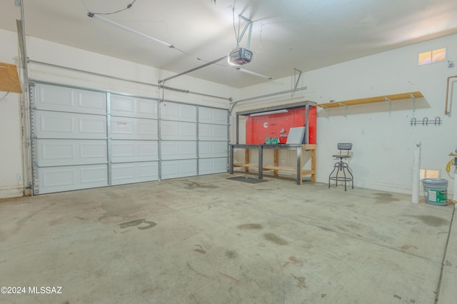 garage with a garage door opener