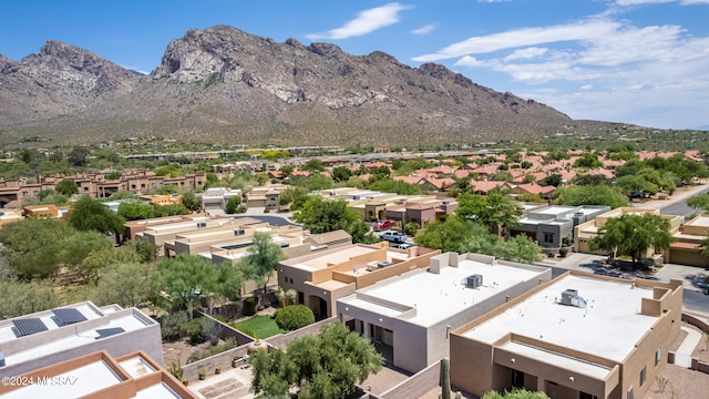 birds eye view of property with a residential view and a mountain view