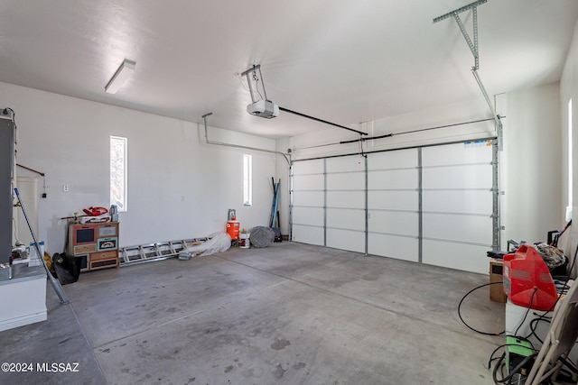 garage with a garage door opener