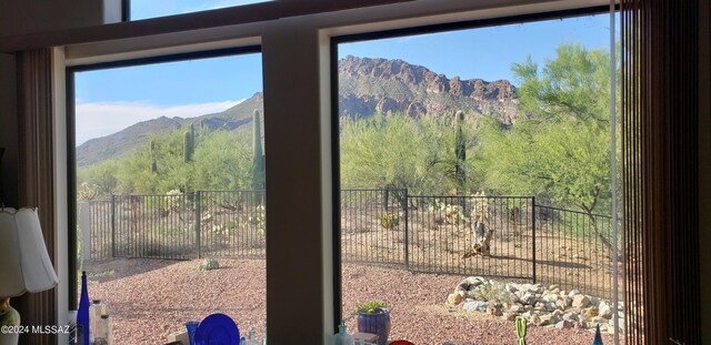interior space featuring a mountain view