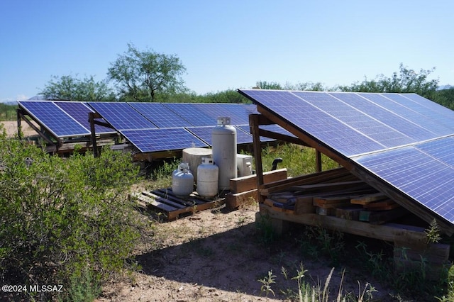 view of home's exterior featuring solar panels