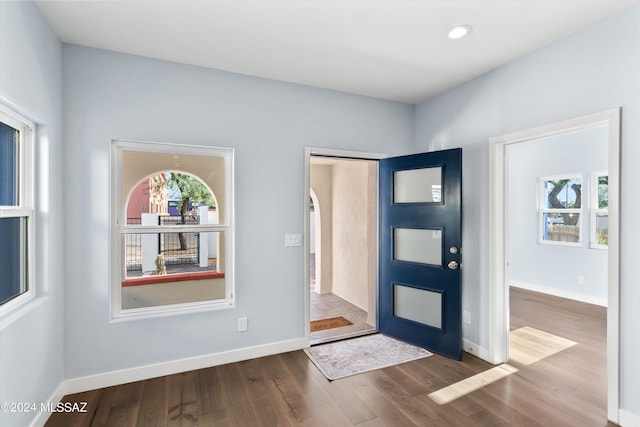 entrance foyer with dark hardwood / wood-style floors