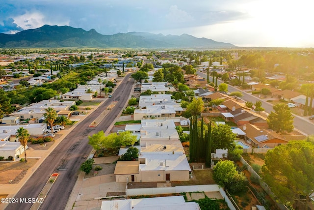 bird's eye view featuring a mountain view and a residential view