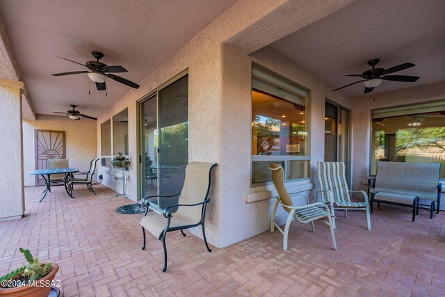 view of patio with ceiling fan