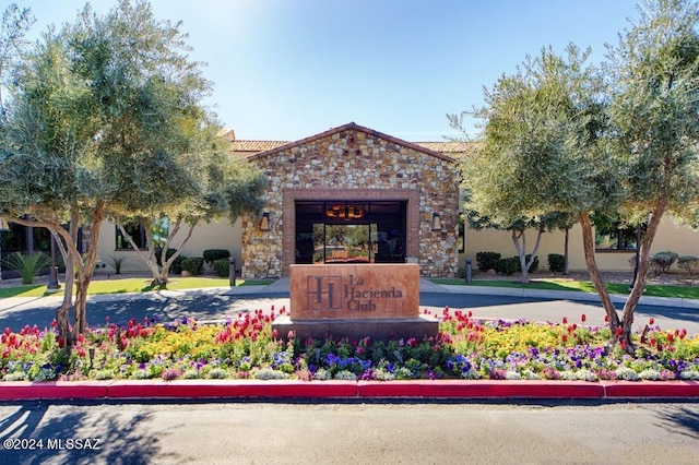 view of community sign