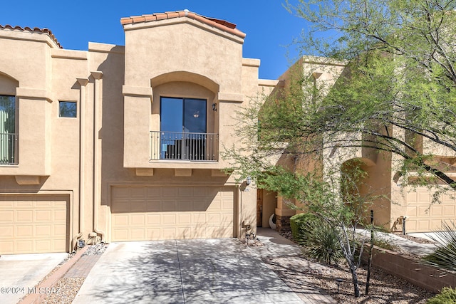 exterior space with a garage